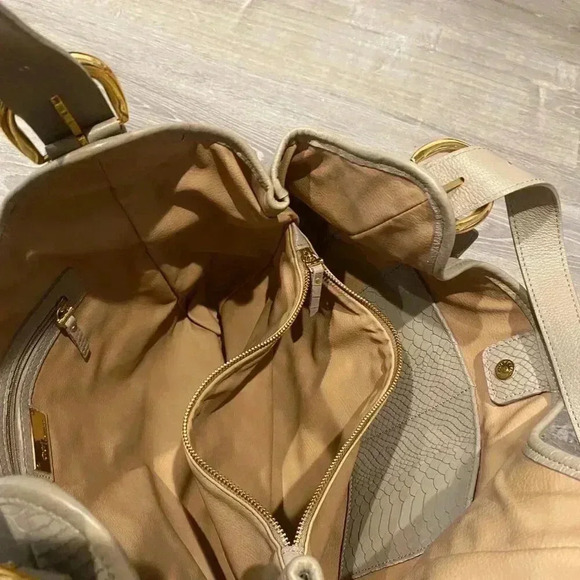 GiGi New York Snake skin Embossed Large Tote, color Taupe - Picture 7 of 9